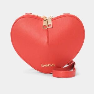 Bebe Red Heart Crossbody Bag Novelty Purse Gold Logo NWT
